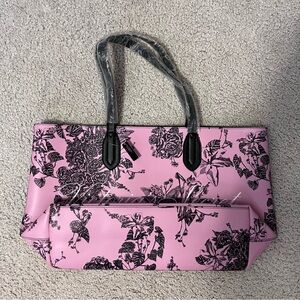 Victoria's Secret Pink Floral Tote with Black Handles